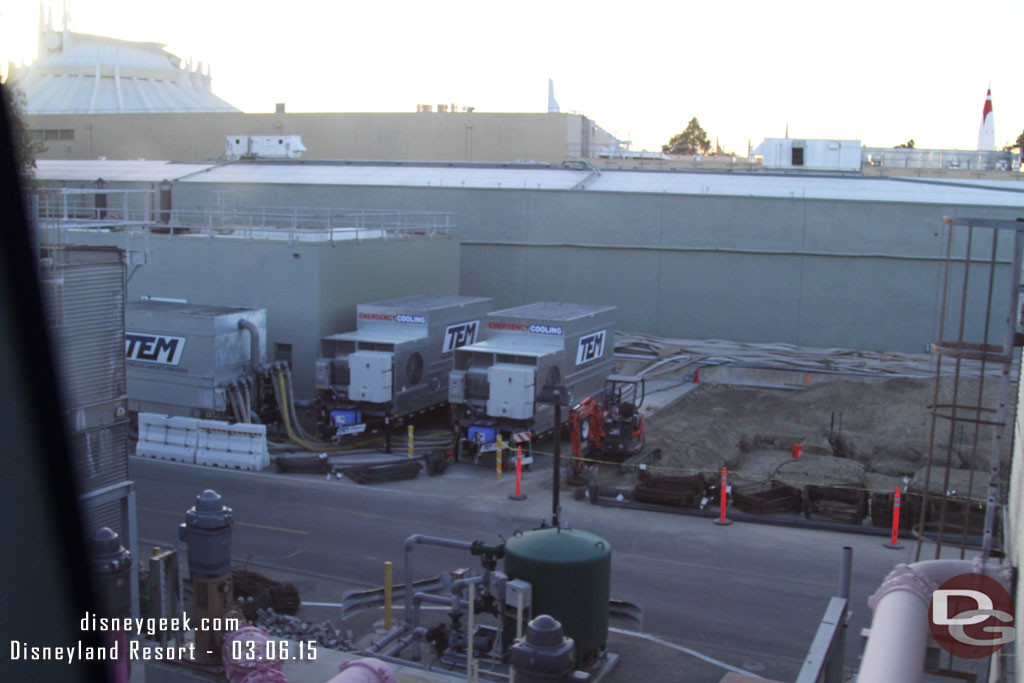 Backstage in Tomorrowland more of the old chiller units have been removed.