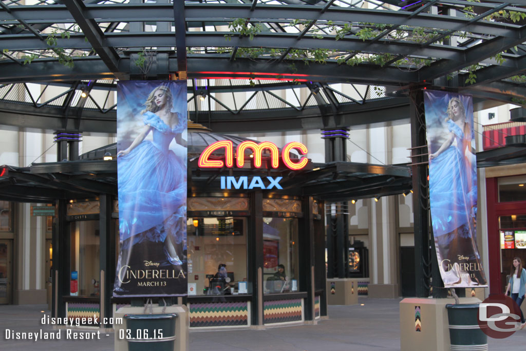 Cinderella Banners flank the box office