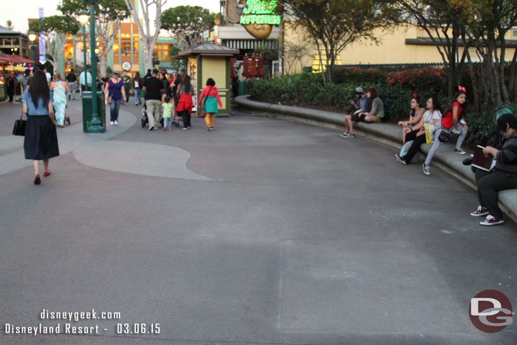 On the bridge in Downtown Disney several of the small kiosks are not there.