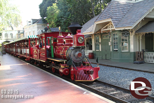 Waiting to board the Disneyland Railroad.
