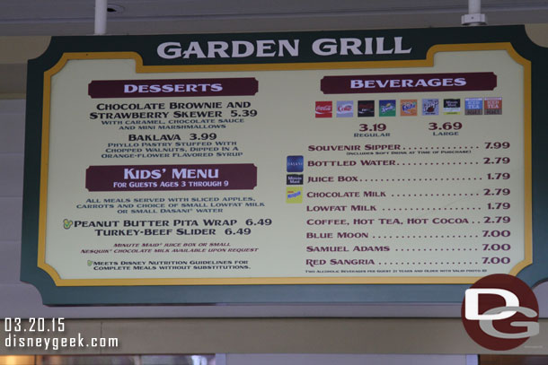 The Garden Grill menu has returned to Mediterranean 