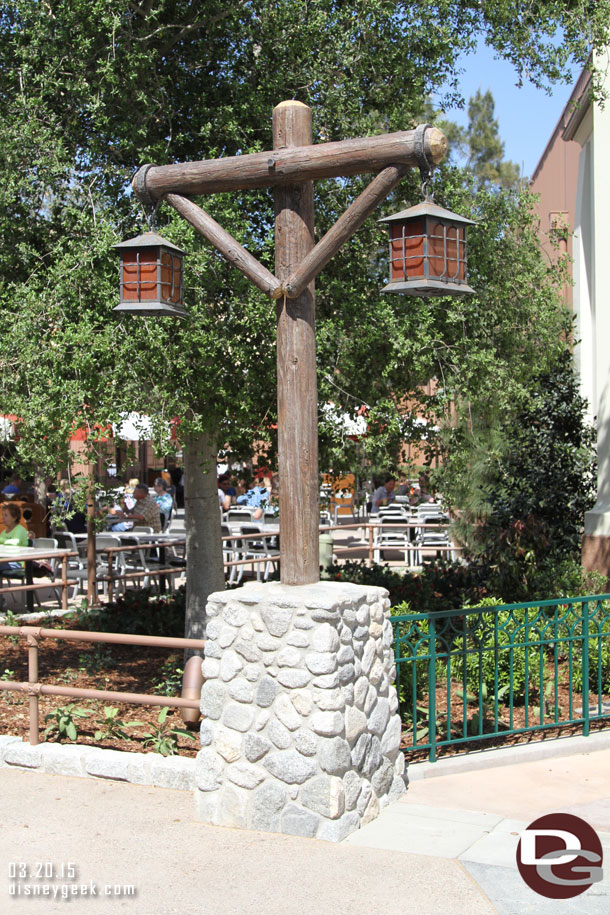 A new light post at the entrance to the area