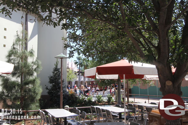 Looking toward Carthay Circle from the seating area.