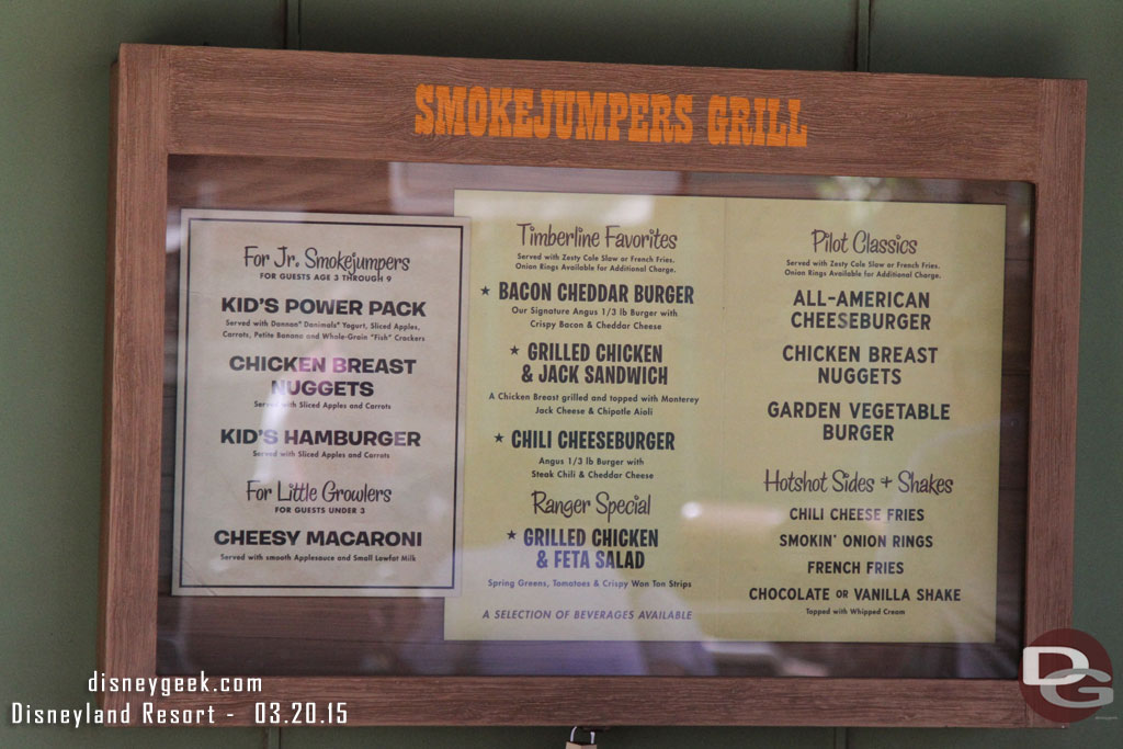 A menu preview posted outside.