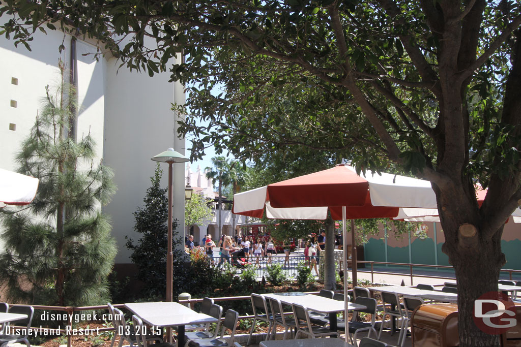 Looking toward Carthay Circle from the seating area.