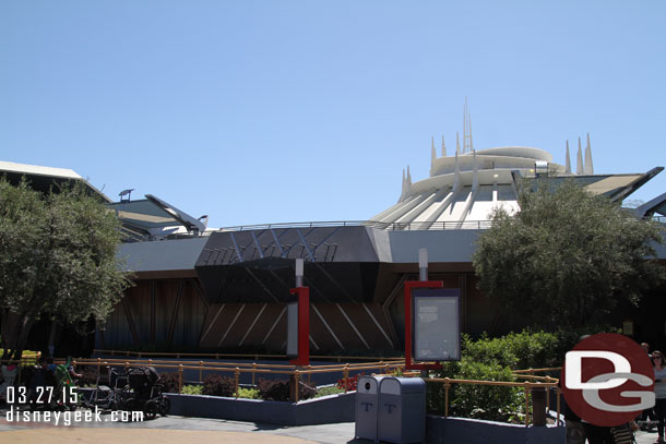 The Big Hero 6 signage is all gone as the theater prepares for the Tomorrowland sneak peek