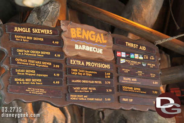 The Bengal BBQ menu