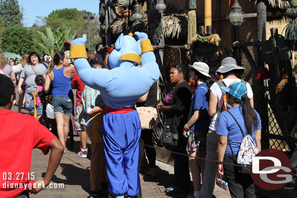 Genie working the Dole Whip line as he heads toward Main Street