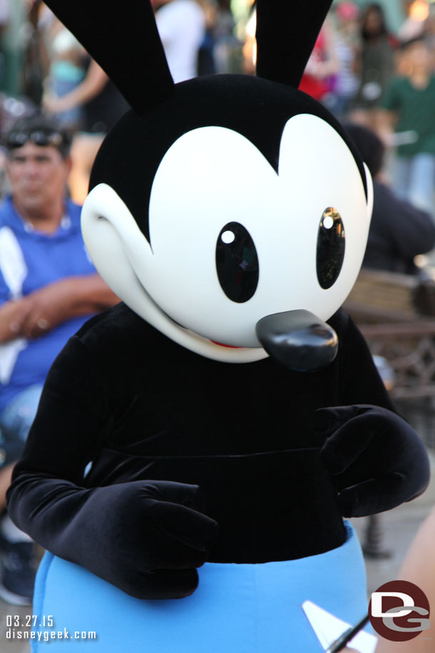 Oswald greeting guests on Buena Vista Street