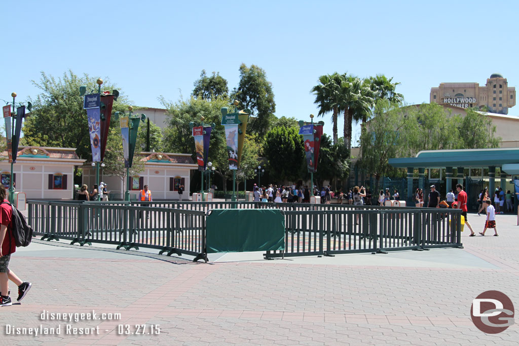 Fences up around the center of the Esplanade.  