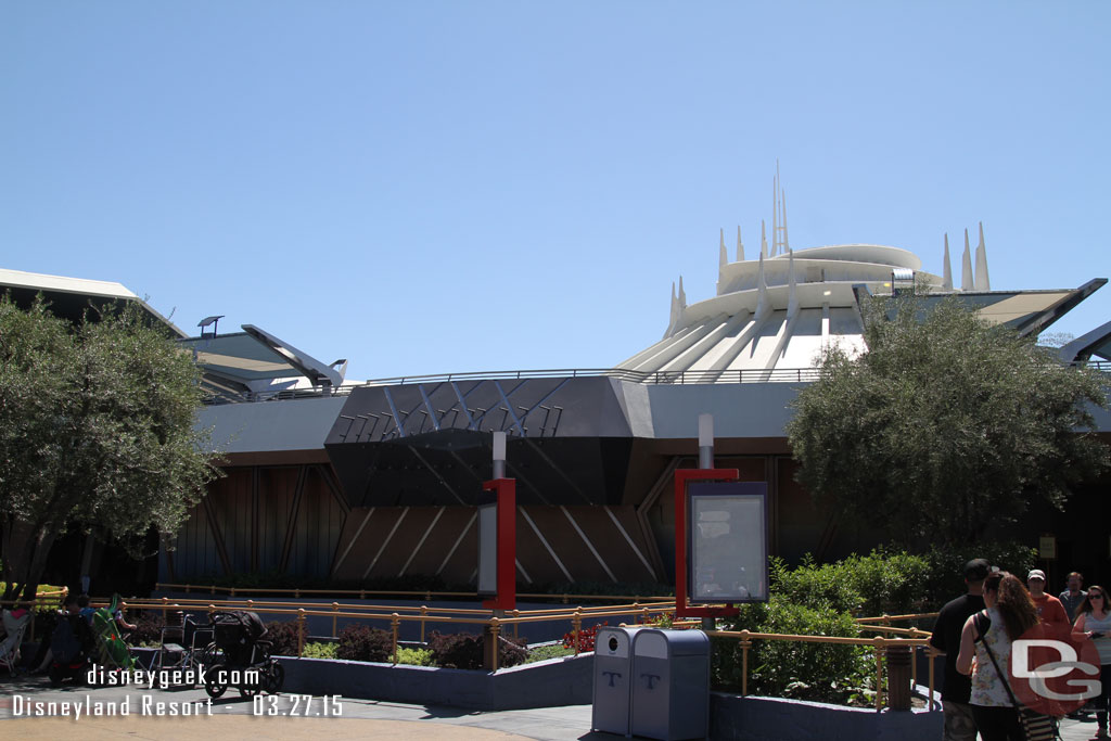 The Big Hero 6 signage is all gone as the theater prepares for the Tomorrowland sneak peek