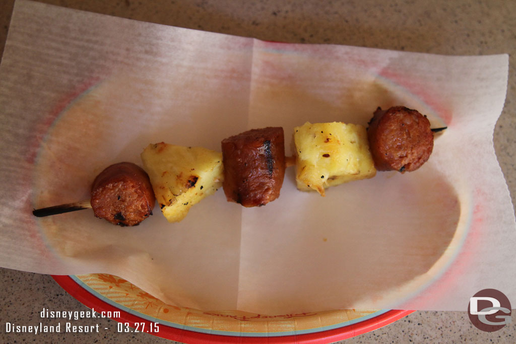 Here is todays.. linguisa portuguese sausage & pineapple (thank you to the cast member that helped me with the picture and spelling of this offering)