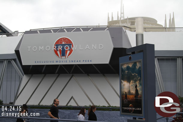 A Sneak Peek of the upcoming Tomorrowland film has moved into the theater.