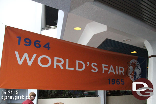 The entrance area for the theater features a look at how the Worlds Fair was brought to the film with concept art and other pieces.