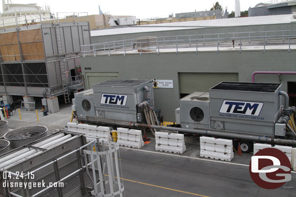 Temporary units are still in use as the new tower is still being installed.