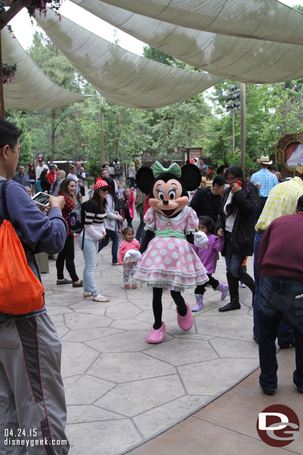 Minnie and Pluto came out and joined the Bunny Hop in progress