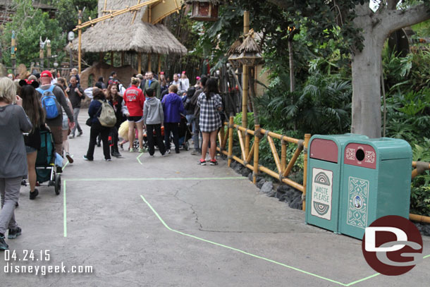 Tape on the ground for the Dole Whip and Aladdin Oasis queues.  