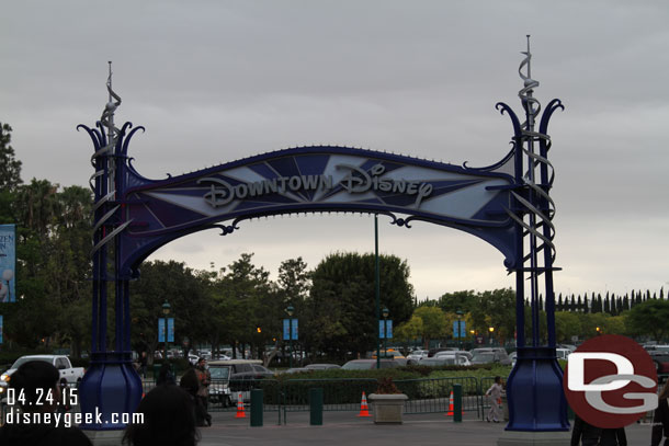 The entrance arch near ESPN is now blue.