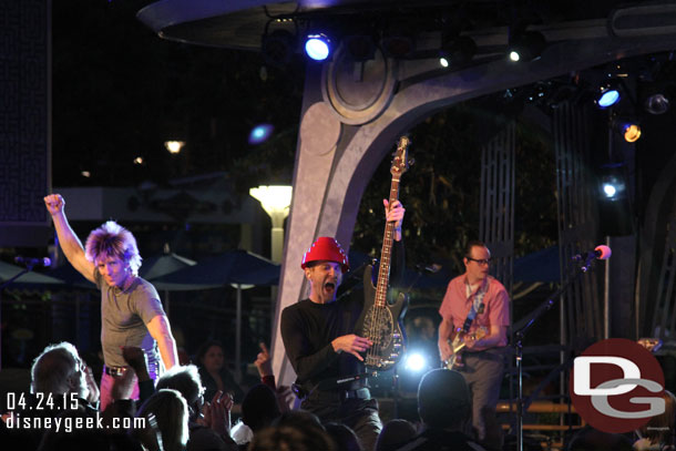 The 80z All Stars performing to a full dance floor at the Tomorrowland Terrace this evening.