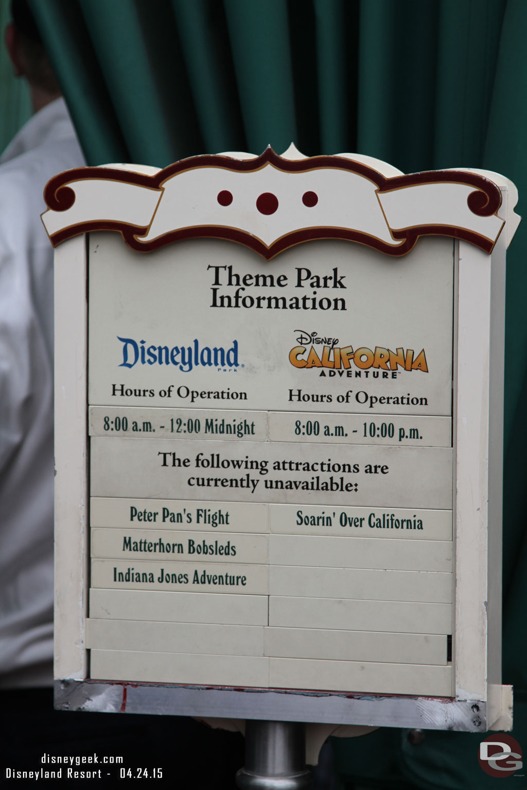 The current closures at the parks.