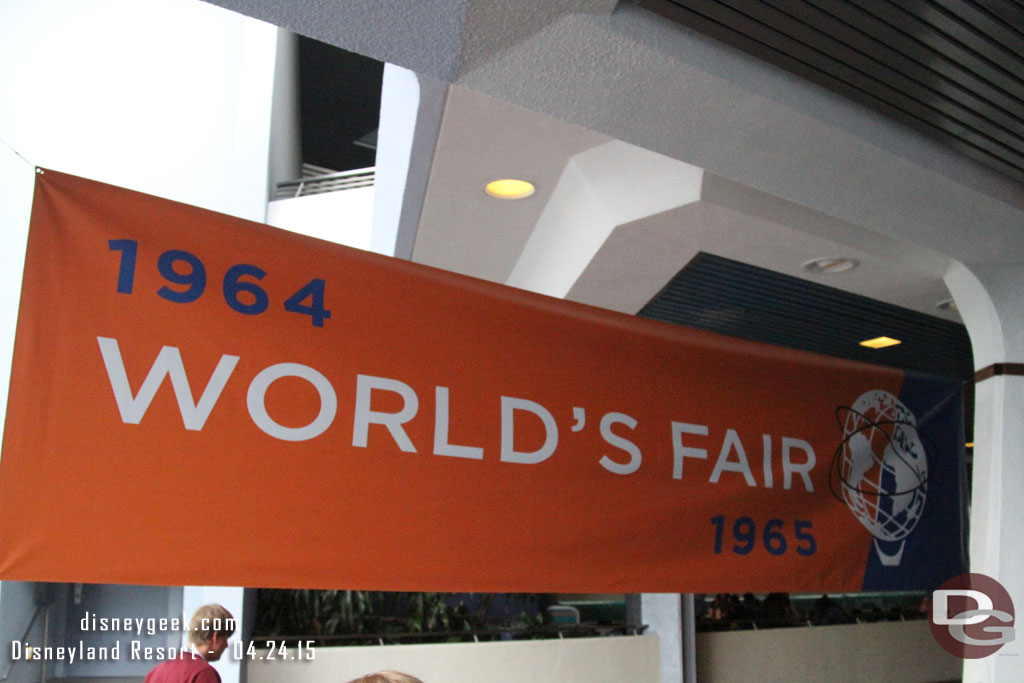 The entrance area for the theater features a look at how the Worlds Fair was brought to the film with concept art and other pieces.