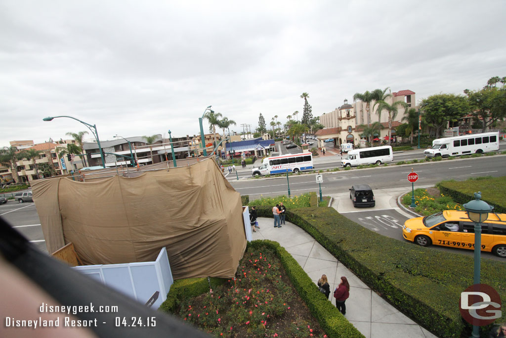 The entrance sign on Harbor Blvd is underwraps and being repainted.