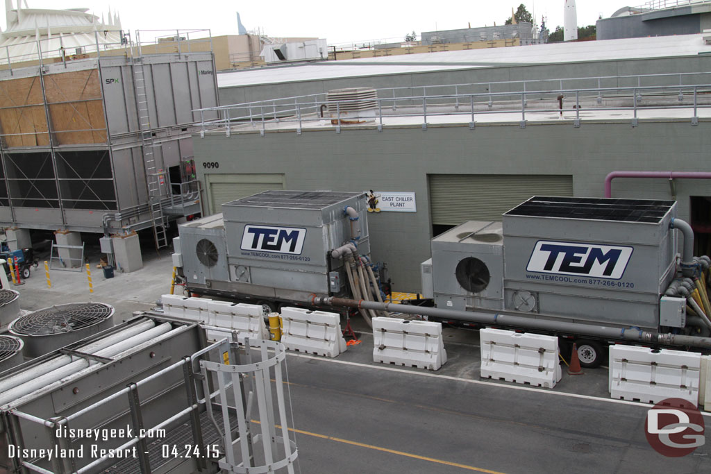 Temporary units are still in use as the new tower is still being installed.