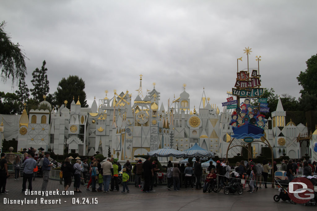 Most of the Small World facade work is complete.  Even in the gloomy weather 