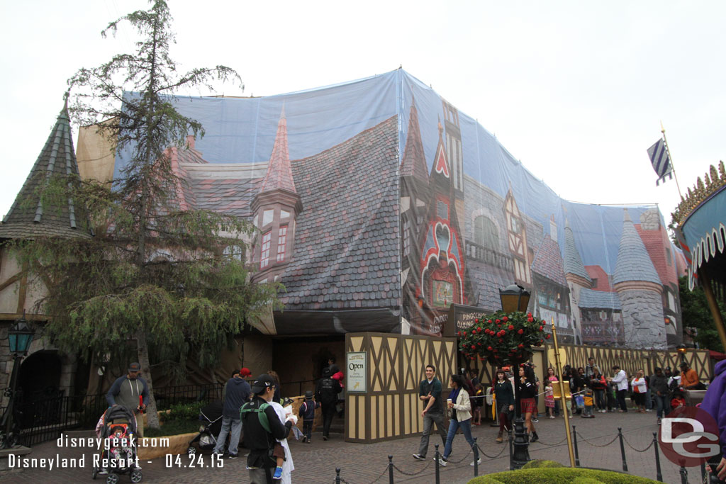 The facade of Pinocchio is being worked on.