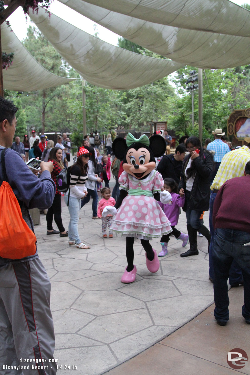 Minnie and Pluto came out and joined the Bunny Hop in progress