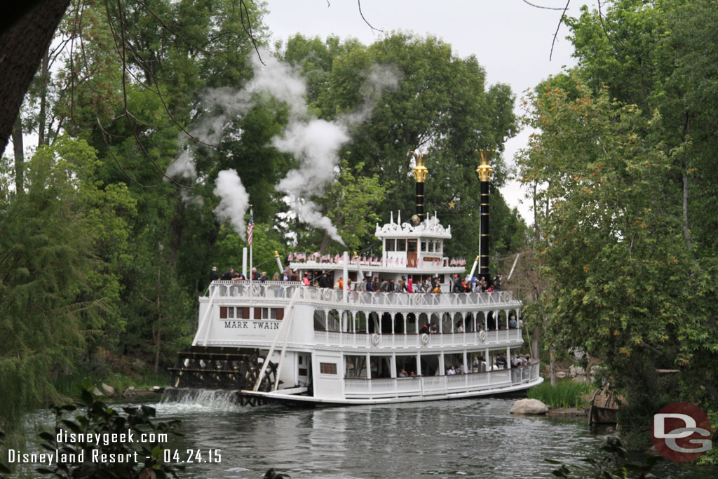 The Mark Twain rounding the bend on the Rivers of America