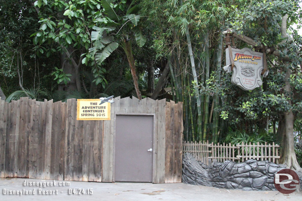 Indiana Jones is current closed for renovation.