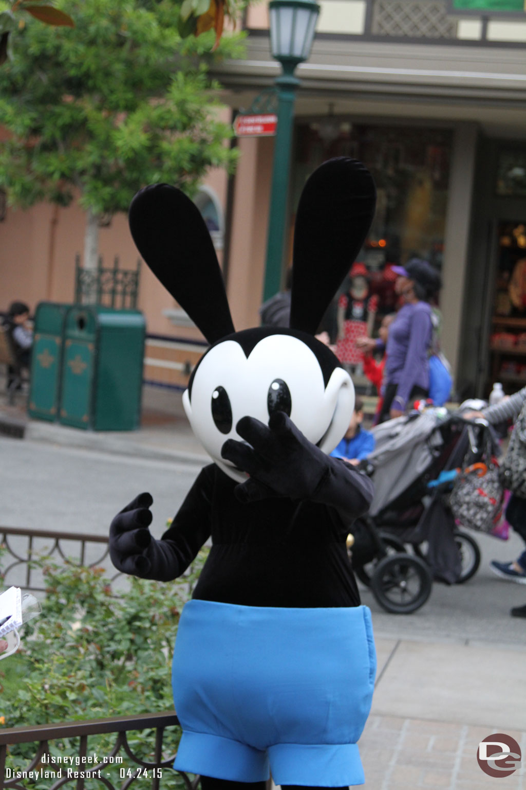 Oswald out on Buena Vista Street near the flag pole