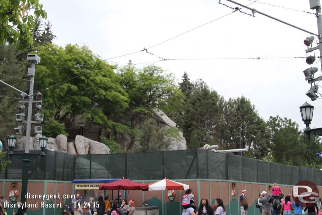 Work continues on the rock work at the entrance to the Grizzly Peak Airfield area.