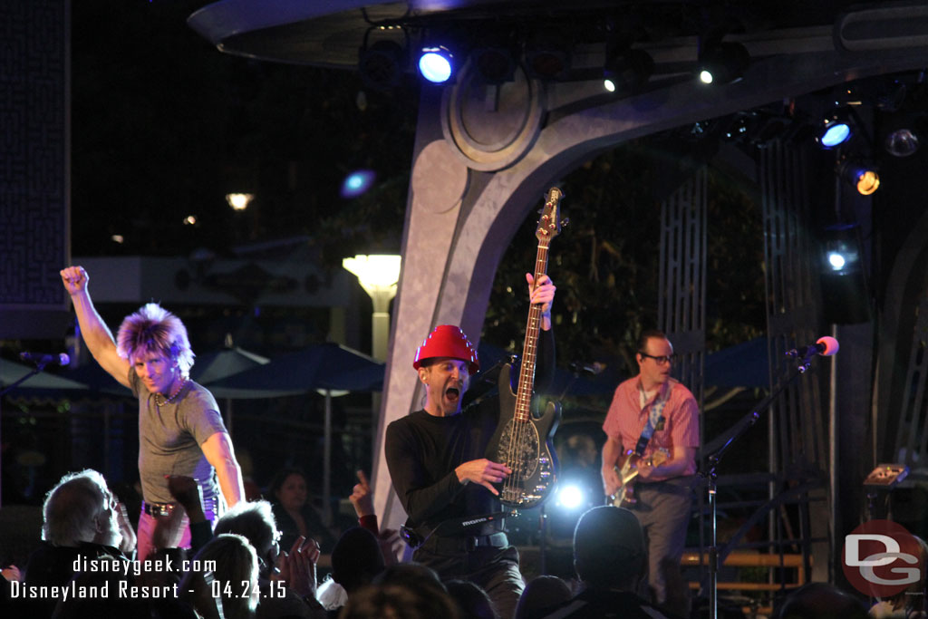 The 80z All Stars performing to a full dance floor at the Tomorrowland Terrace this evening.