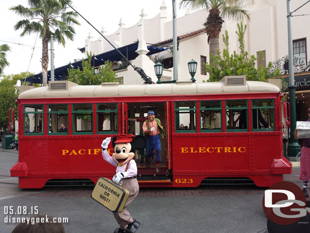 With a Suitcase and a Dream... Mickey during the Red Car Trolley News Boys show