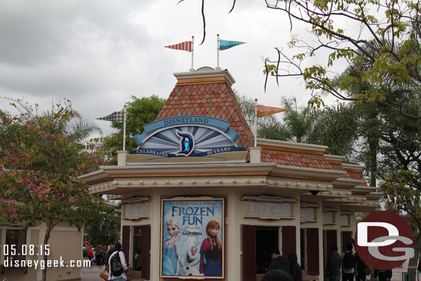 The ticket booths have received some signage for the 60th.