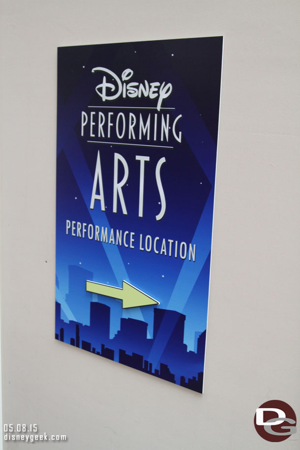 Plenty of signage up this week directing guests to the stage for the performing arts events.