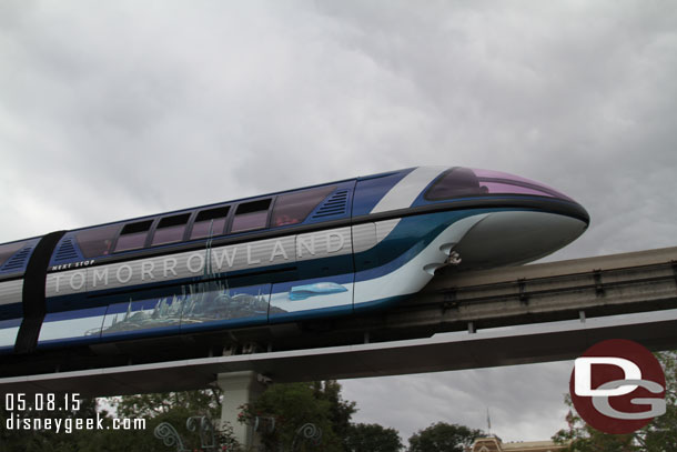 Monorail blue passing overhead as I returned to Disneyland.