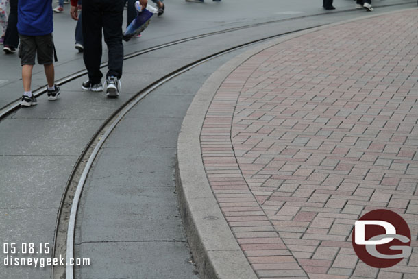 Intersting.. noticed some marking around the hub on the ground.  Looks like they will be drilling new holes for more crowd control ropes.