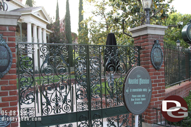 The Haunted Mansion remained closed.  It reopens Saturday with a new ghost.. was hoping for a soft opening Friday.