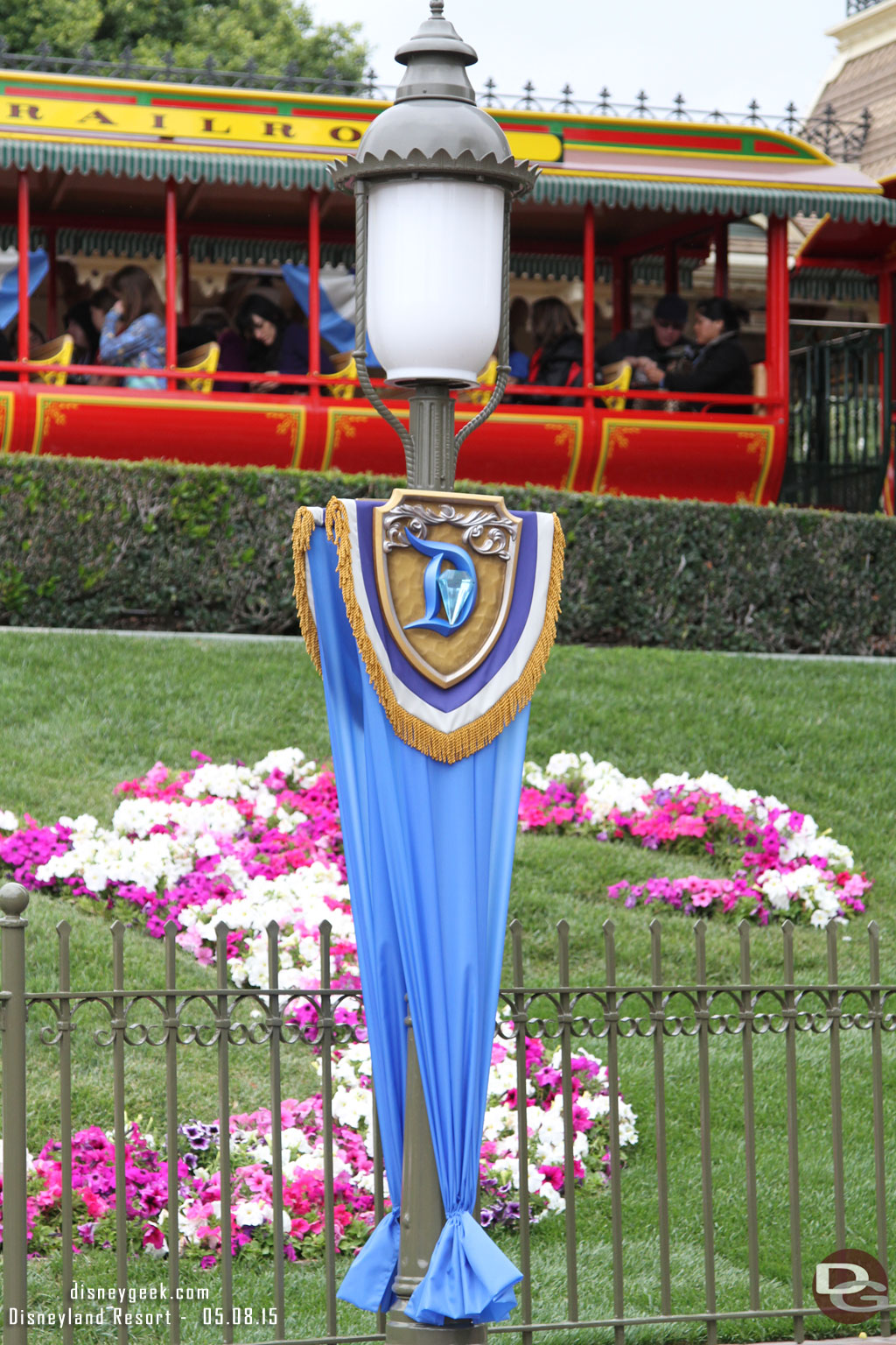 The lamp posts have received their decorations.