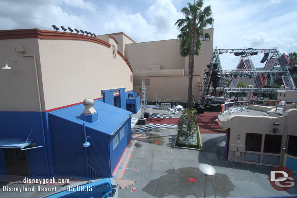 A check of the Mad T Party installation progress as we pass over Hollywood Land.