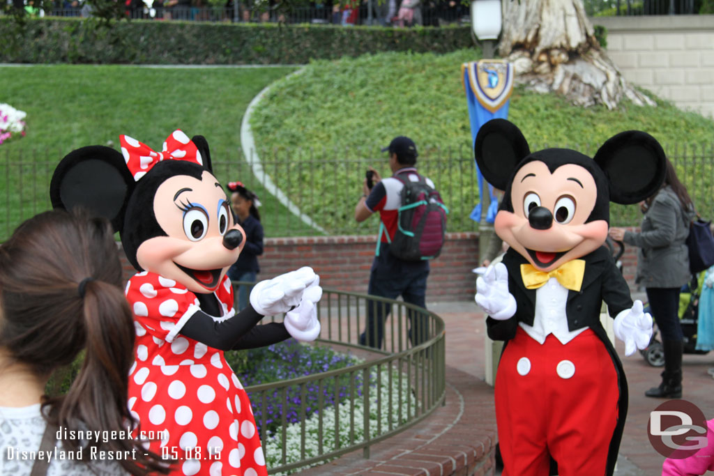 Mickey and Minnie were out front meeting guests