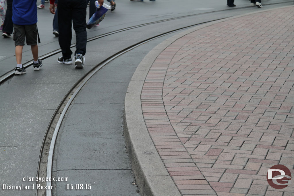 Intersting.. noticed some marking around the hub on the ground.  Looks like they will be drilling new holes for more crowd control ropes.