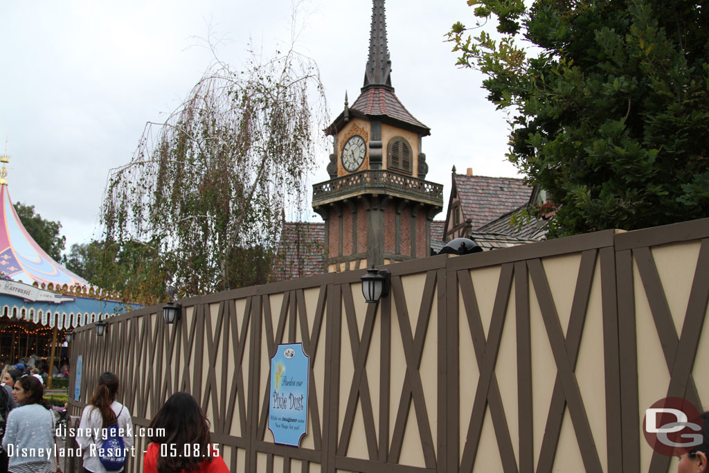 Peter Pan is still behind walls and the project was pushed to a July 1 opening date now.