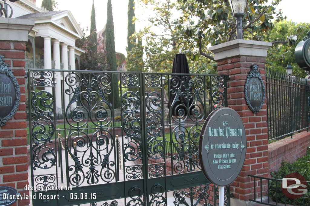 The Haunted Mansion remained closed.  It reopens Saturday with a new ghost.. was hoping for a soft opening Friday.