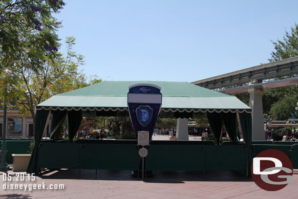 Approaching the security tents new Diamond Anniversary signs.