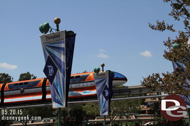 The Esplanade Banners have been replaced.. they are now all Disneyland 60th related.