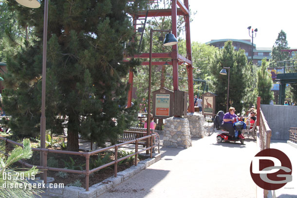 Planters installed to create smaller walkways/parking areas and some seating.